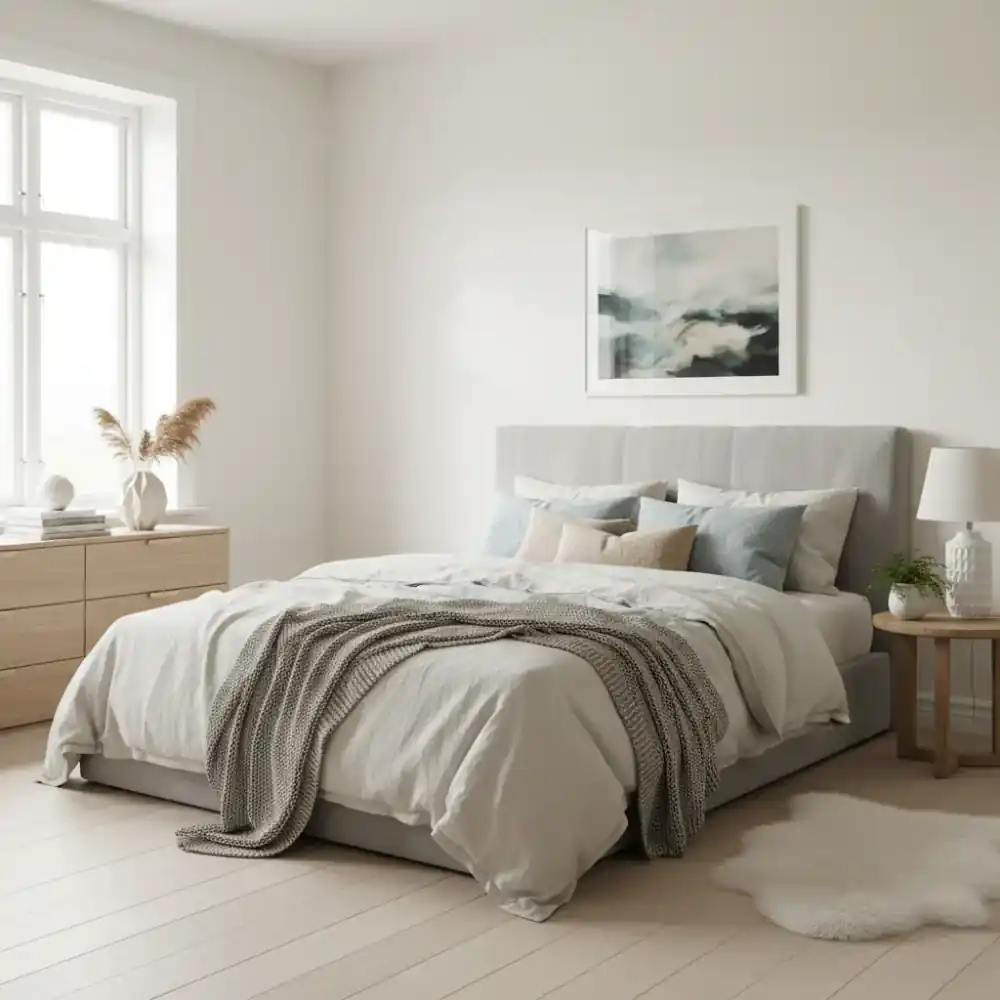 Cozy and calm bedroom setting with natural light